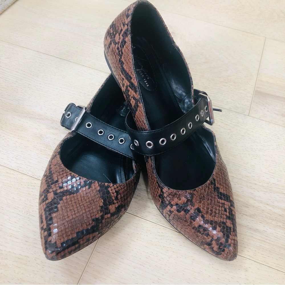 Stylish Brown Snake Print Women's Shoes